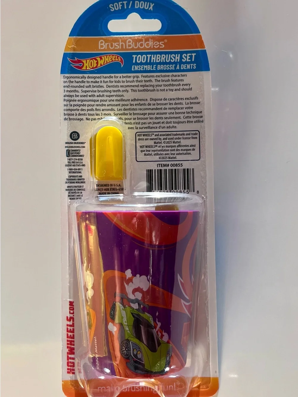 Hot Wheels Brush Buddies Kids Toothbrush Set - Soft Toothbrush, Cap, Cup
